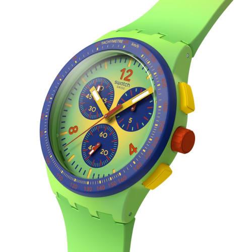 Swatch New Chrono Plastic Flowing Freshly Watch (SUSG101) for Unisex Adults