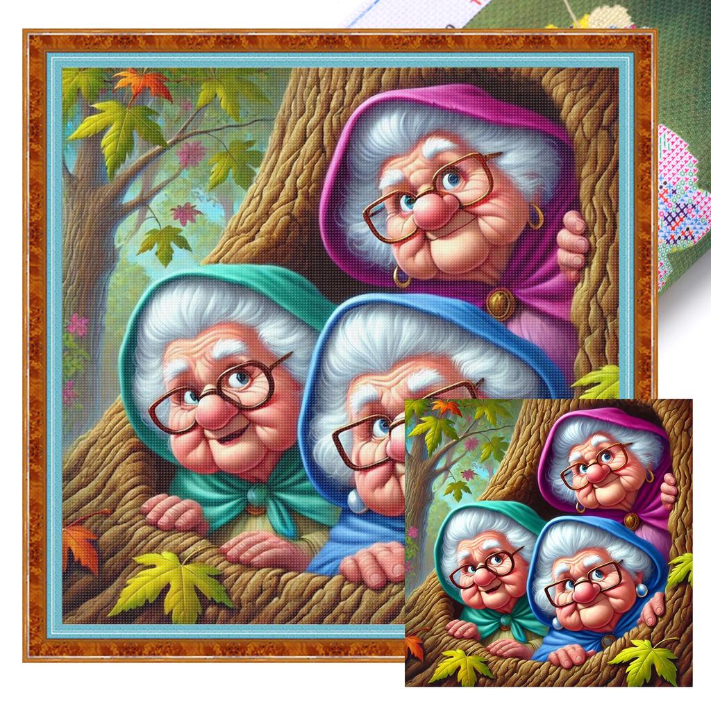 Character Full 11CT DIY Stamped Cross Stitch Kits 15.75x15.75in Printed Cross-Stitch Kits for Beginners Adults Home Decor