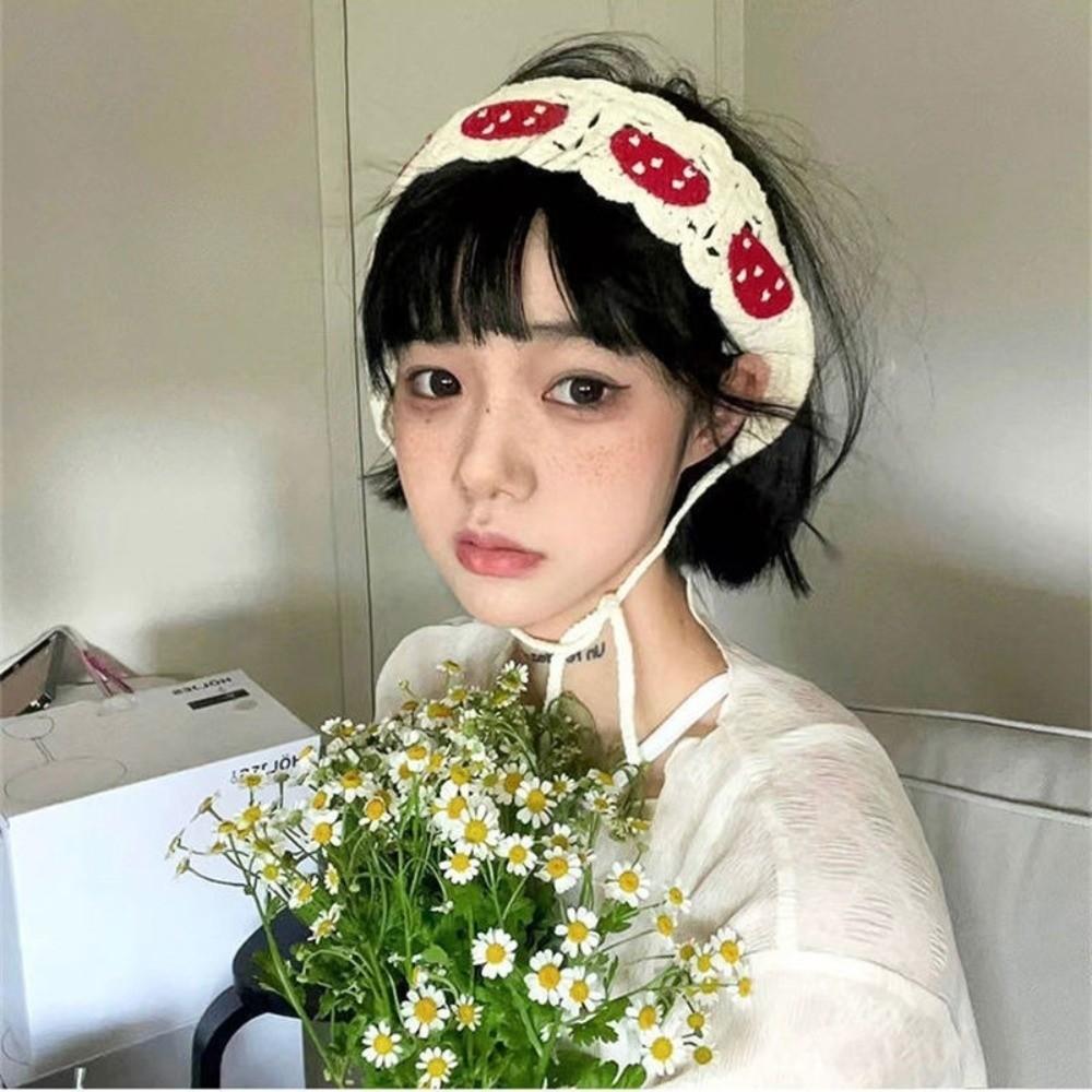 Cartoon Design Mushroom Hair Bands Crochet Texture Knit Headband Fashion Accessories
