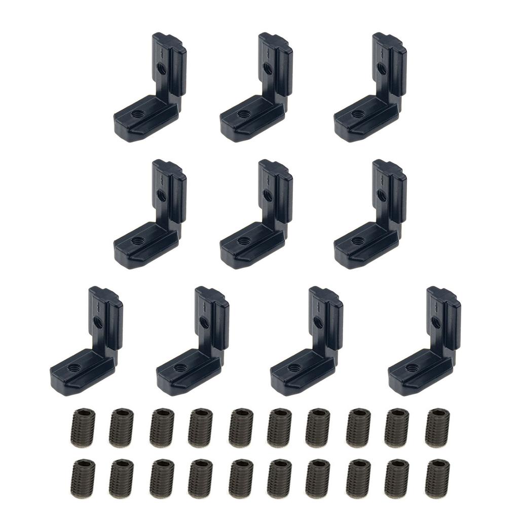Balení 10 úhelníků Vnitřní rohový spojník se šrouby Úhelníkové spojky ve tvaru L Jednoduché použití pro profily s T-drážkou