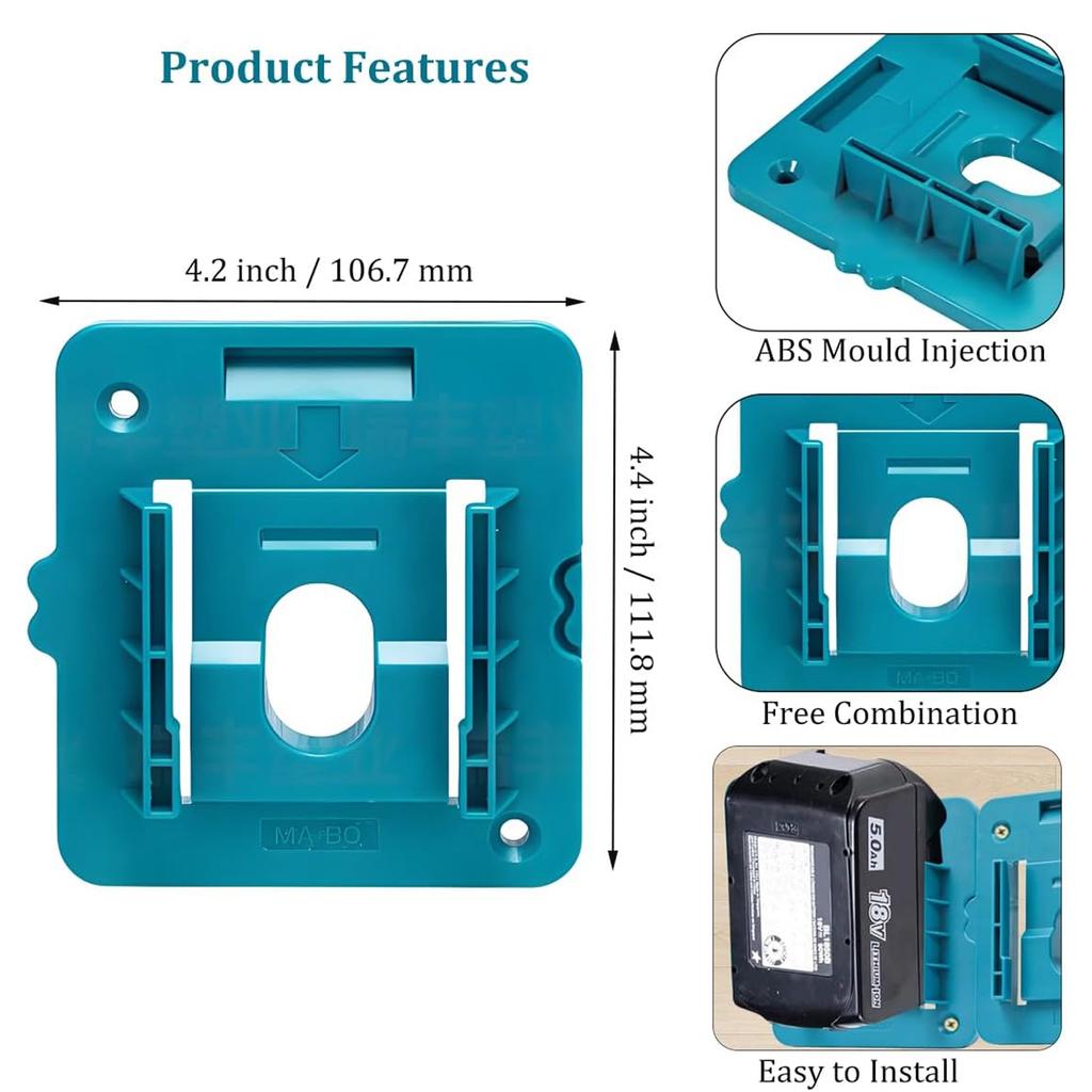1-11Pcs Battery Holder for Makita 18V Battery,Wall Mount Batteries Storage Organizer for BL1811 BL1811 for Work Van,Shelf,Toolbo