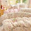 High Quality 100% Cotton Floral Duvet Cover Set Soft Breathable Queen King Bedding Set with Quilt Cover Fitted Sheet Pillowcases