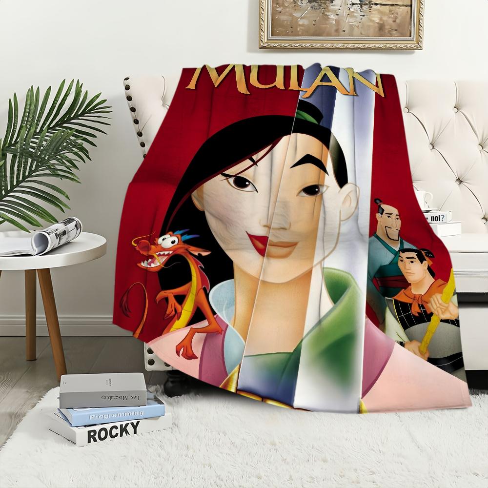 Cartoon Film Blanket Plush Nap Sofa Rug for Living Room M-Mulan Warm Office Bedroom Birthday Home Travel Kid Gifts