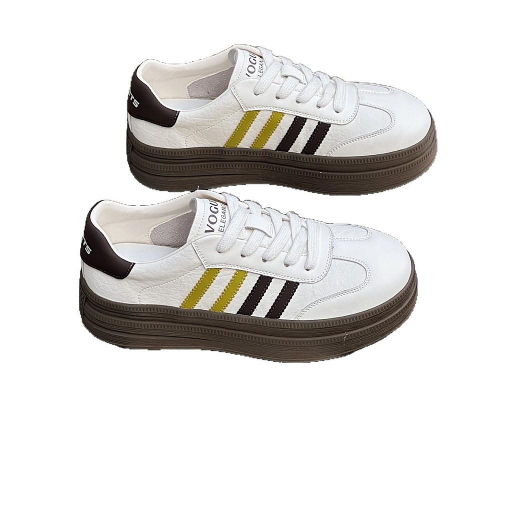 Leather German training white shoes women's 2025 autumn new thick sole heightening fashion versatile light leisure sports