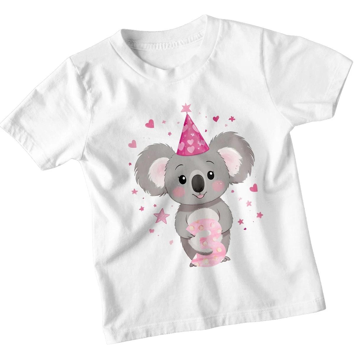 

Personalised Koala 3rd Birthday Kids T-Shirt Custom Name Girls Tee Age Three 160