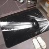 Illustrated Style Samurai Door Mat Ninja Samurai Moon Print Entrance Rug Soft Non-Slip Welcome Carpet for Asian Style Decor
