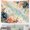 2D Flat, 2D Flat Print 1pc Tapestry Blue Pink Floral Art Tapestry, Luxury Watercolor Wall Decor Themed Party Banner Suitable for Family Parties, Weddi