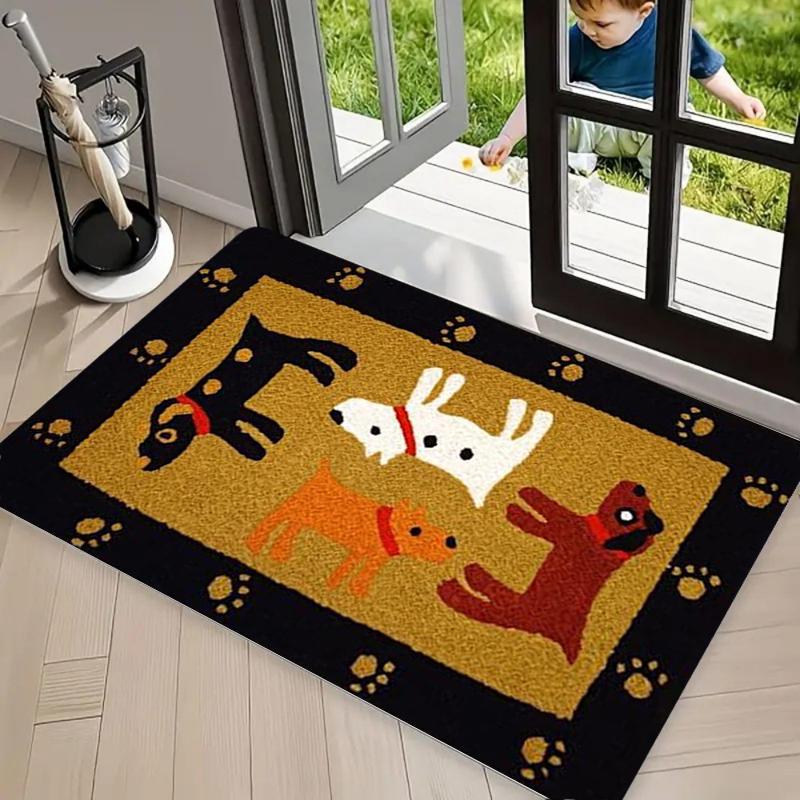 Cartoon Dachshund Dog Print Coir Doormat, Non Slip Entrance Rug, Durable Washable Floor Mat for Front Door Porch Patio Decor 40x60cm