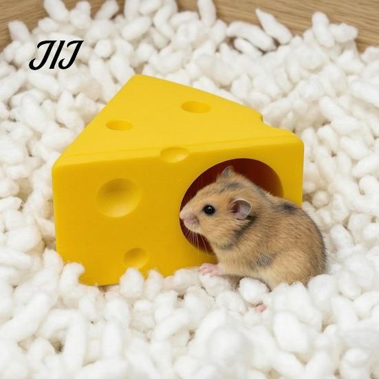 Easy Clean Hamster Habitat Cheese Hideout, Funny Cave House, Small Pet Breathable House Food Bowl, Cage Accessory for Gerbils, Guinea Pigs Non-Toxic