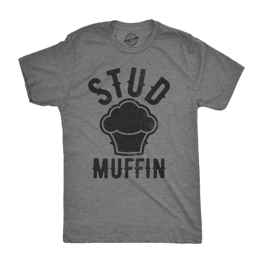 Mens Stud Muffin T Shirt Funny Graphic Tee for Guys Novelty Dad Joke Top S