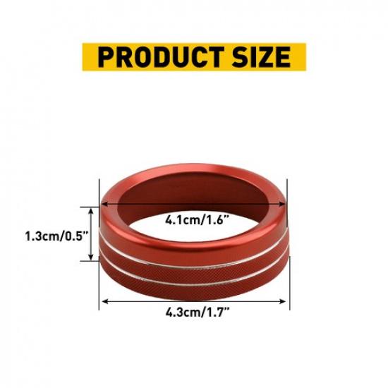 Red GPS Navigation Screen Volume, Tune Knob Ring Covers For 16-23 Toyota Tacoma