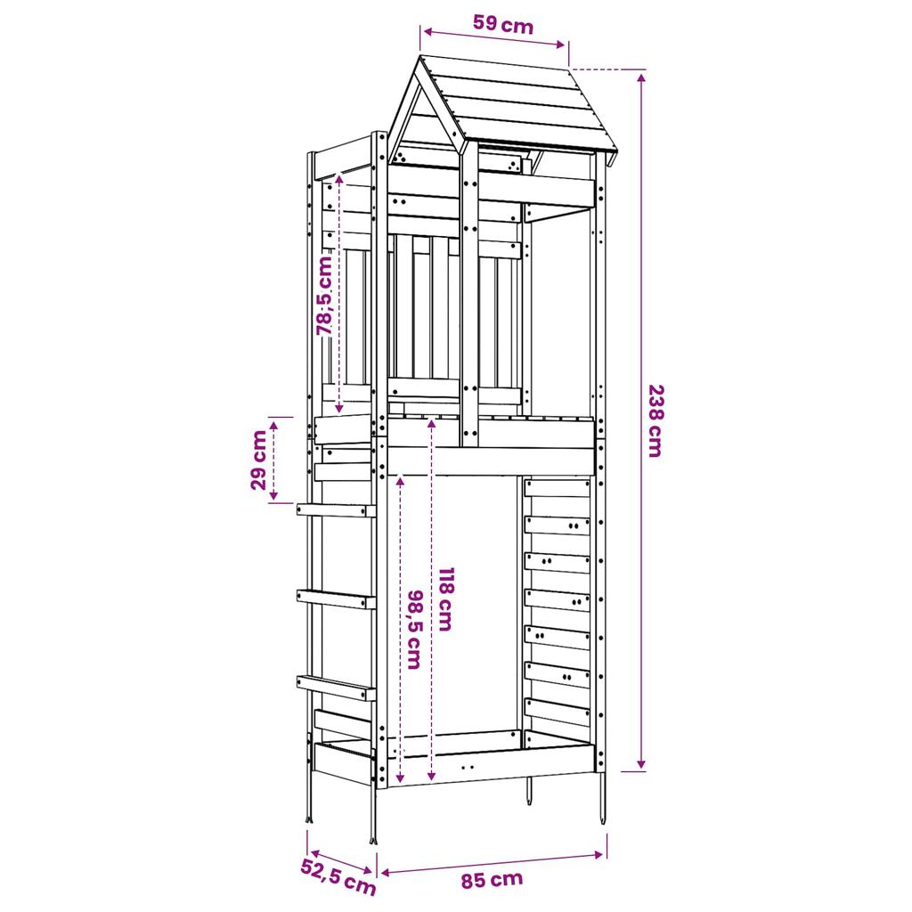 Play Tower Brown 52.5 x 85 x 238 cm Solid Pine Wood
