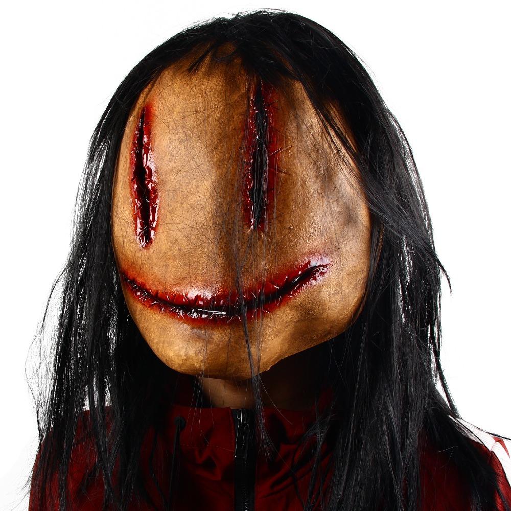 Full Face Mask Ghost Cosplay Mask Realistic Long Hair Demon Mask  Ghost Festival
