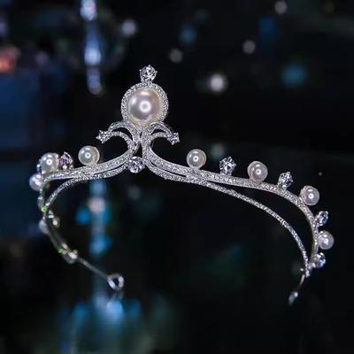 Baroque Crown Queen Pearl Hairpin 18th Birthday Bride Tiara Wedding Dress Crown Princess Crown Headband