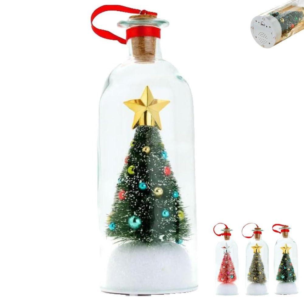 Recordable Christmas Tree Message Bottle Christmas Tree Ornaments Christmas Props Snowy Scene in Nostalgic Bottle