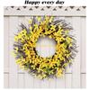 92MF Yellow Flower Wreath for Indoor and Outdoor Decorations, Artificial Spring Wreath for Front Door Wedding Decorations