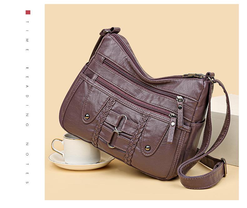 Crossbody-väska med stor kapacitet: Koreansk stil, Mjukt läder, Flera fack, Elegant och enkel design