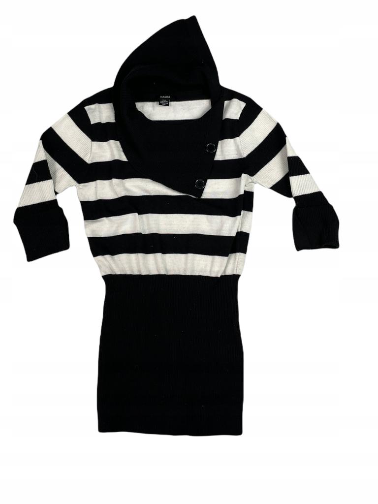 Biało-czarny sweter damski w paski Majora S - Used