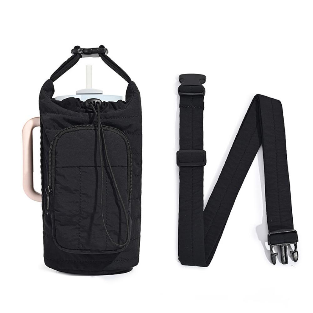 

Stylish Water-resistant Water Bottle Holder Bag Large Capacity with Strap Carrier Bag Portable Gym Accessories for Women чёрный