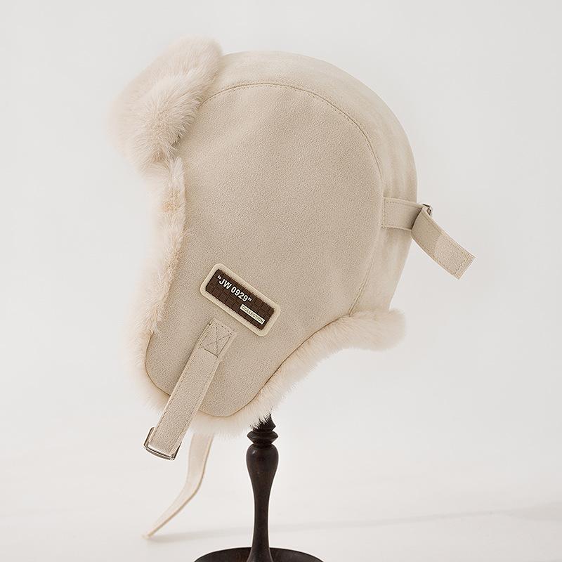 Imitation Fur Mink Hair Hat Female Fall and Winter Plush Fisherman Hat Khaki Senior Show Face Small Warm Ear Protection Lei Feng Hat