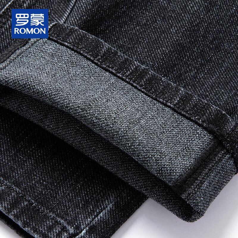 ROMON Men's Thick Straight-Leg Casual Business Jeans