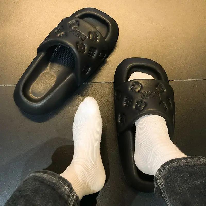 Fashion Sandals Open Toe Soft Woman Slippers House Shoes for Women Green Slides Rubber Bathroom Home Thick Outside Shoe Pvc Easy Wears B
