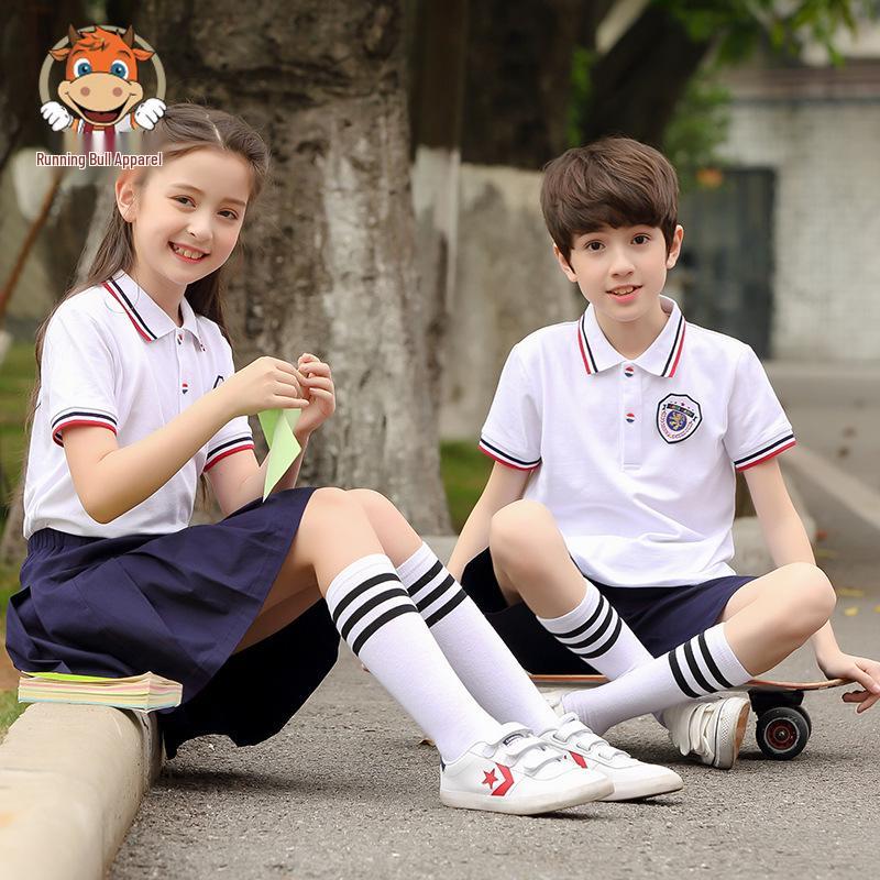 Children's Cotton Short Sleeve School Sports Uniform Set - Summer Edition