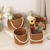Pearl Handle Woven Flower Basket Versatile Storage Basket Fashion Flower Basket  Fruit Vegetable