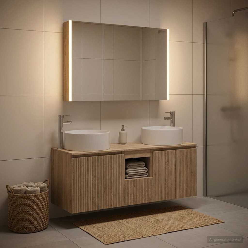 Bathroom Cabinet Set 4 pcs Sonoma Oak 103.5 x 15.5 x 70 cm