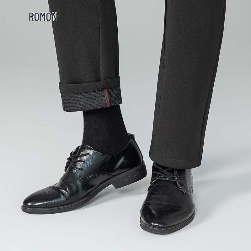 Romon Men's Wool Blend Fleece Lined Straight Leg Dress Pants