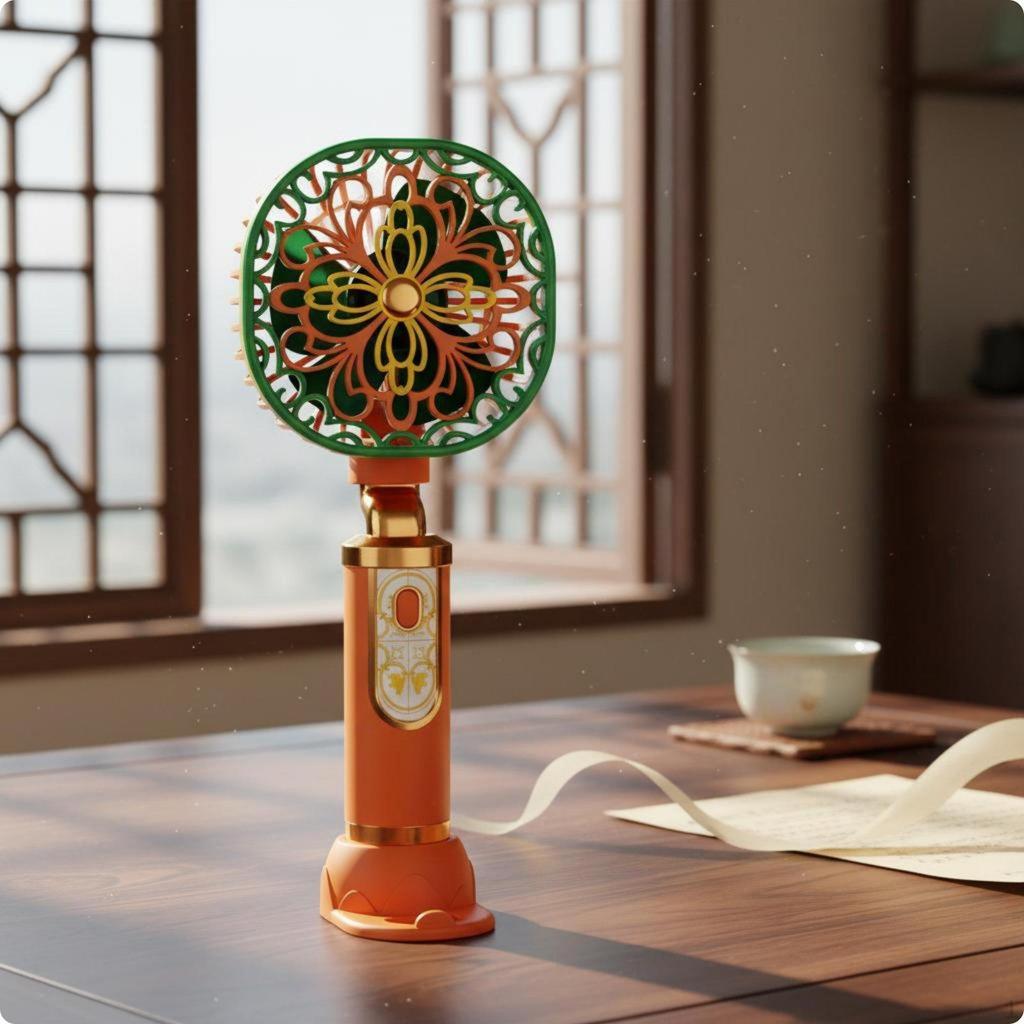 Retro Handheld Fan 3Speed Adjustable Chinese Style Portable Lightweight for Travel, Office,