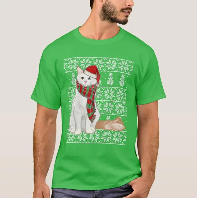 Xmas Turkish Van Cat Santa Hat Christmas Cat Lovers Gift TShirt 100 Cotton ONeck Short Sleeve Casual Mens Tshirt Size S3X