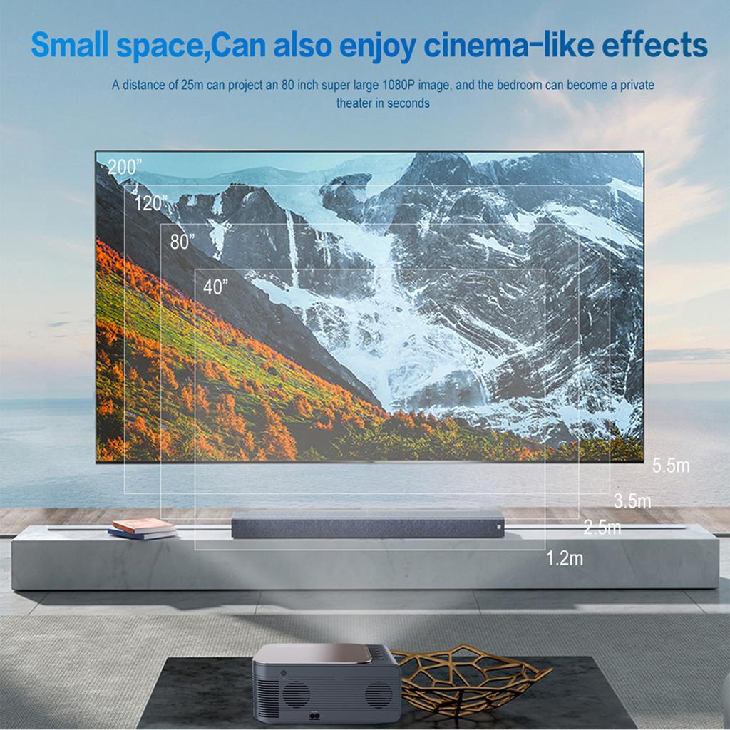 Homgeek 1080P Projector Home Theater Video Movie Projector 2.4G 5G WiFi BT5.0 Android 9.0(2G+16G) Support 200 Inch