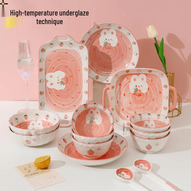 Younuo Cute Cartoon Ceramic Tableware Set