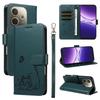 For Oppo A5 Energy 5G (China)/Oppo A5 Pro 5G (Global) Case Cat Pattern Imprint Leather Phone Cover with Wrist Strap