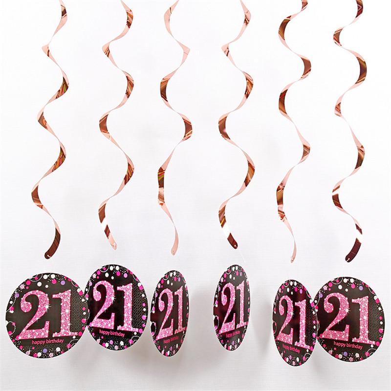 

6 шт. 18/30/40/50/60 лет спиральные украшения возрастной знак картон для украшения дня рождения 21 розового золота