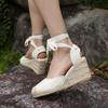 Fashion Espadrilles Wedge Sandals for Women Summer 2025 Closed Toe Ankle Strap Slingback Sandals Woman Comfort Lace Up Casual Sandalias