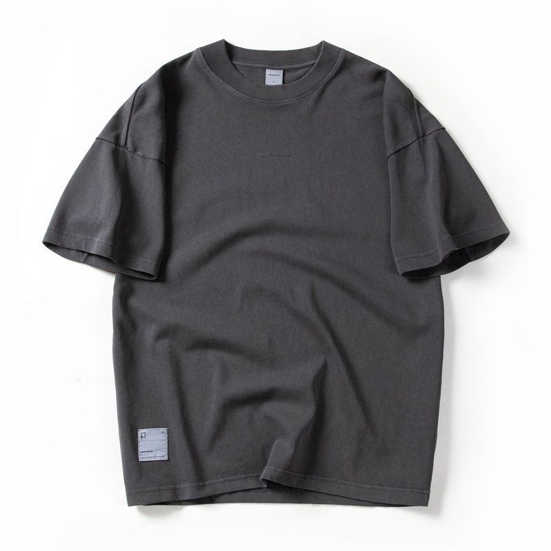 Cotton Men Short Sleeve T-Shirt Men's Summer 300G Heavy Weight Drop Shoulder Pure Cotton American Export Export Menswear T-shirt