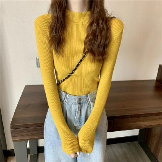 Women's Slim Fit Solid Color Knit Turtleneck Sweater
