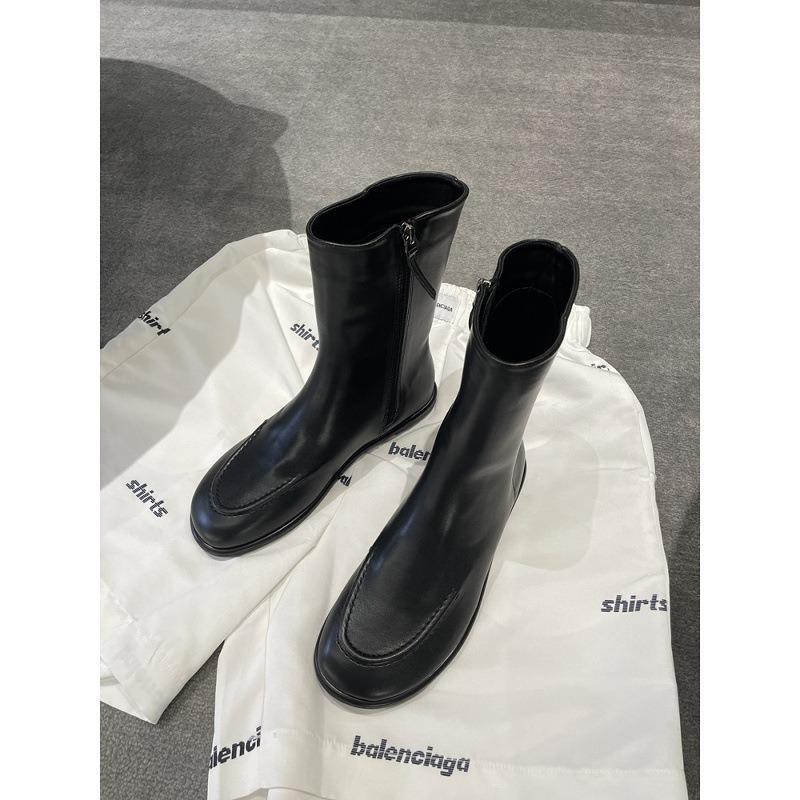 Rindslederversion~ Nischendesign Retro Martin Stiefel Damen Seitenreißverschluss Dünne Stiefel Flache Lederstiefeletten