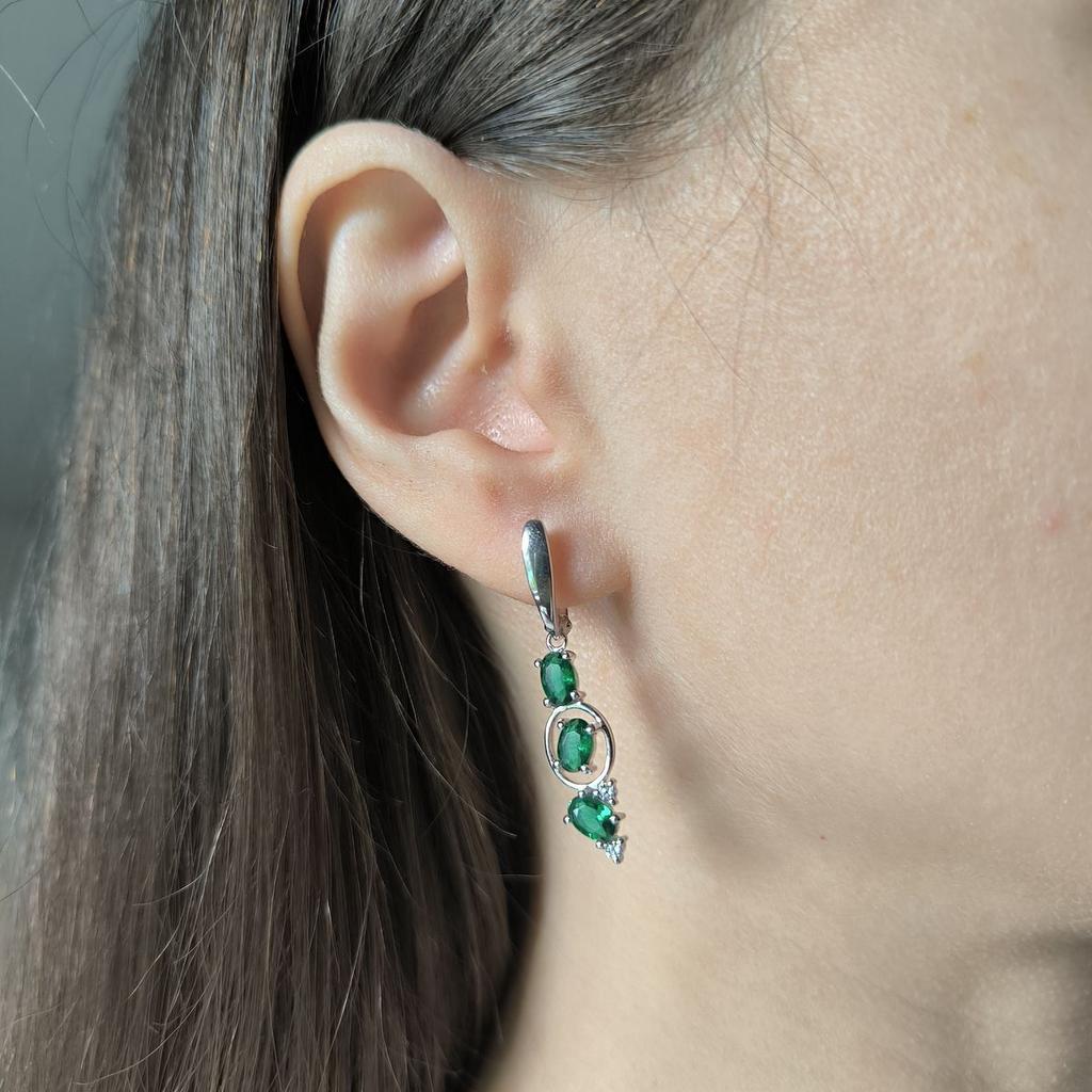 Серебряные серьги с изумрудом nano 2.338ct (2195627)