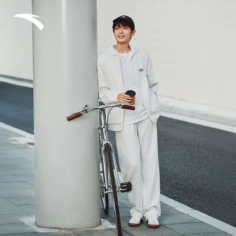 Anta Men's Fleece-lined Hooded Knit Sportswear Set