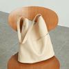 2026 New Soft Leather Women's Bag Tote Bag Genuine Leather Simple Oak Leather Shoulder Bucket Bag