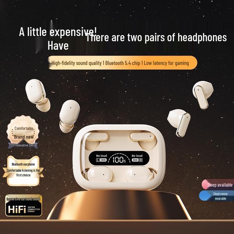 Bluetooth Q8 In-Ear Sports Headphones - Dual Pair, Long Battery, Power Display