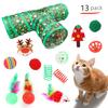 1 Set Christmas Cat Toys Cats Tunnel Rattle Ball Plush Mice Foldable 3-Way Tube Toy Interactive Play And Chew Toys for Indoor Cats And Kittens Holiday