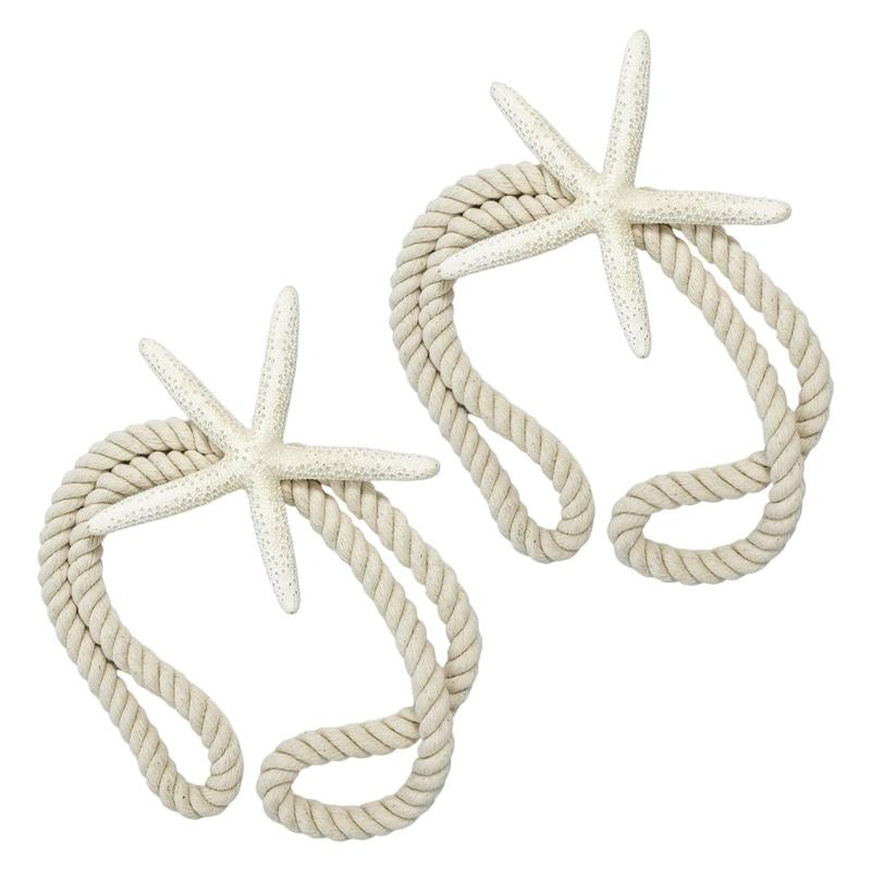 

2Pcs Curtain Tieback Starfishs Window Curtain Bind Holdback Buckles Rope Drapery Holders Decorative Curtain Holdbacks 1