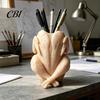 Gift For Students And Teachers Chicken Pen Holder, Cute Rooster Desk Organizer for Pens Makeup Brushes, Handmade Storage Large Capacity Stand