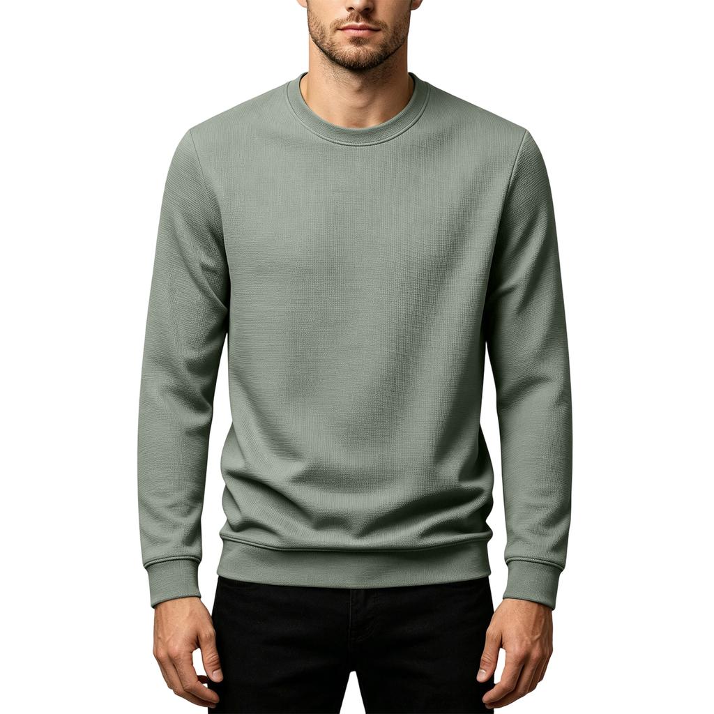 Men Casual Loose Fit Pullover Sweatshirt Crew Neck Long Sleeve Lightweight Soft Fabric Comfortable Daily Wear