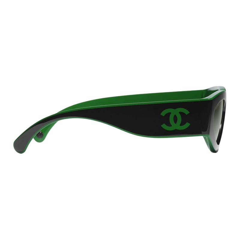 CHANEL temple decoration irregular sunglasses men's green