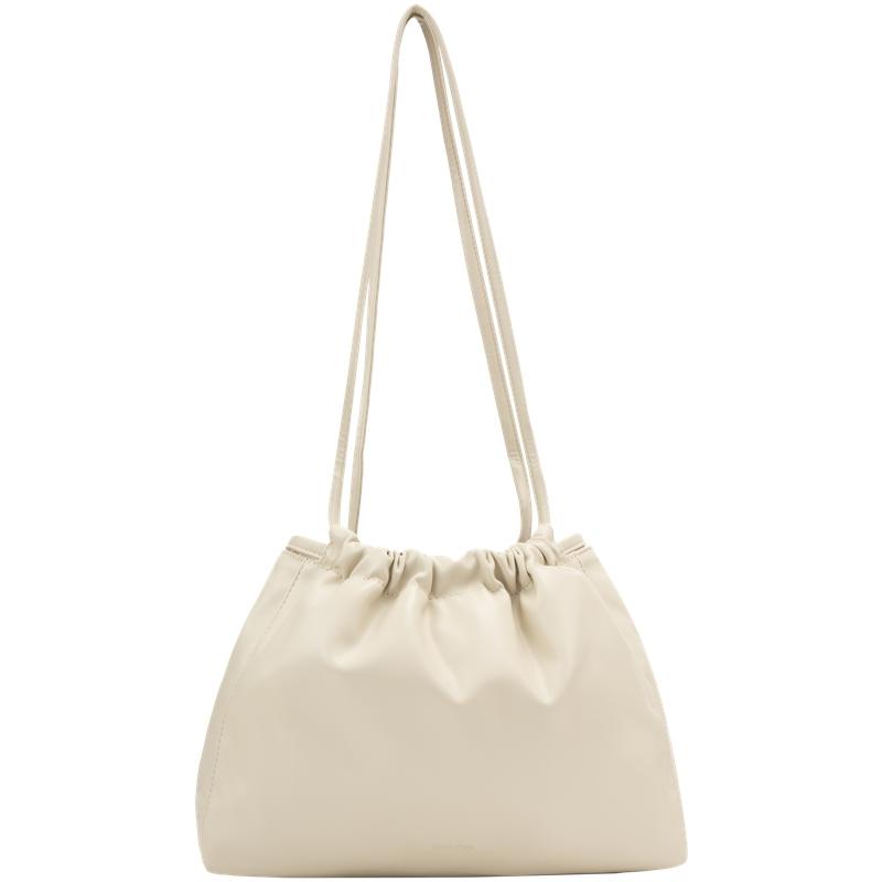 

Calvin Klein Vintage Casual Commuter Pleated Drawstring Cloud Bag Women Shoulder Bag Khaki Beige 4K3027G-PD7 PD7-Khaki Beige